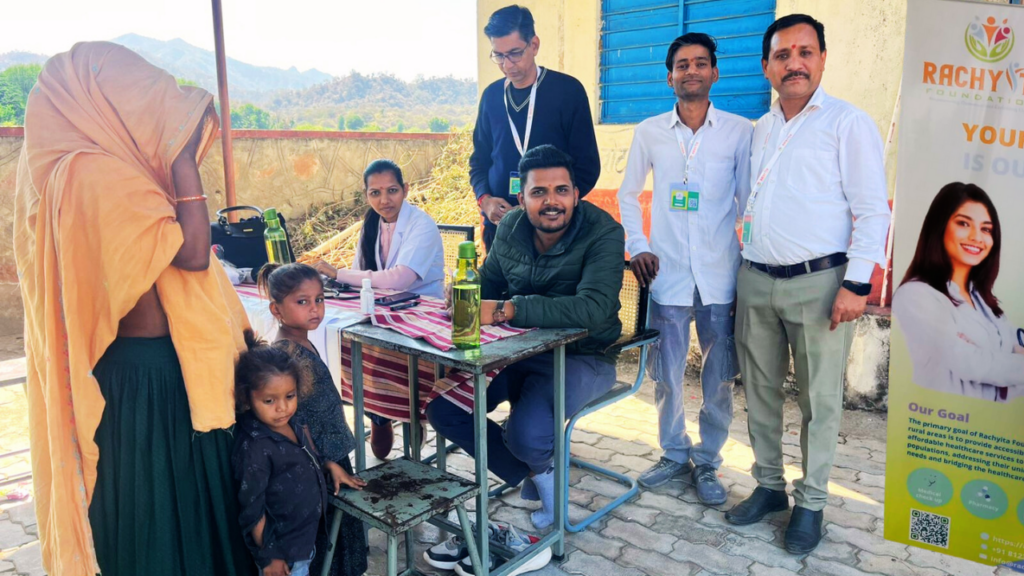Medical team supporting patients at a free health camp