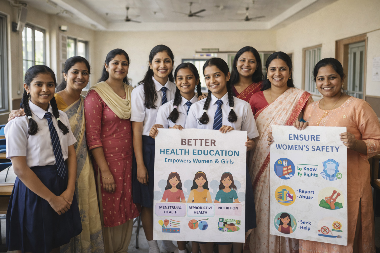 Women and girls participating in awareness programme